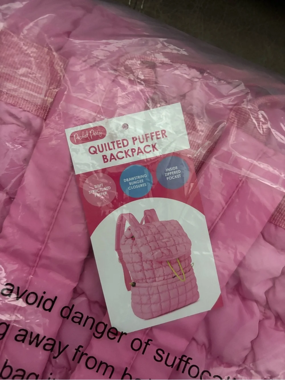PINK PUFFER BACKPACK